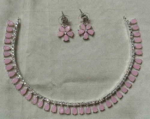 AD-Stone Choker -Silver Finish